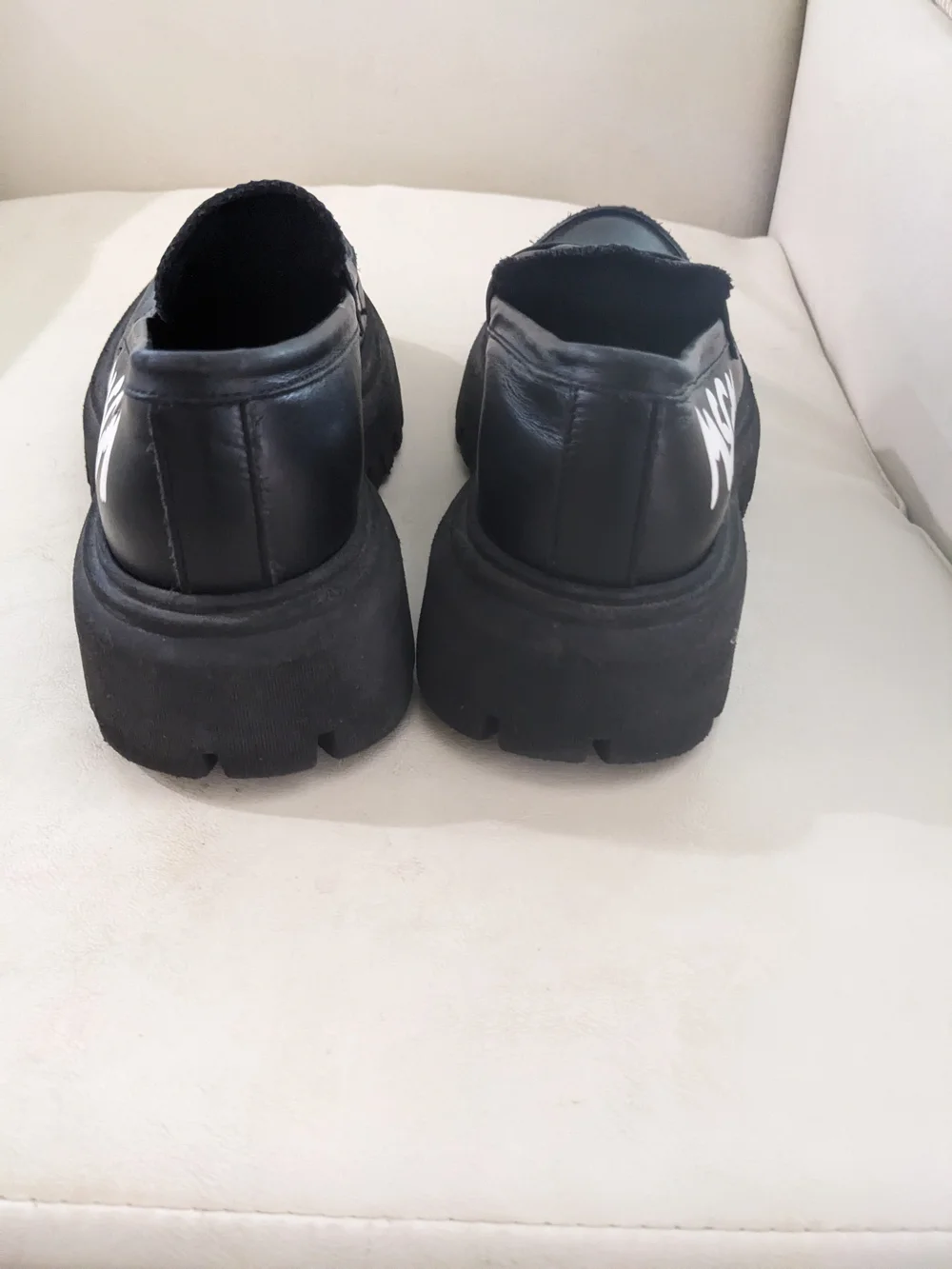 MSGM Kids Black Leather Logo Loafers 36